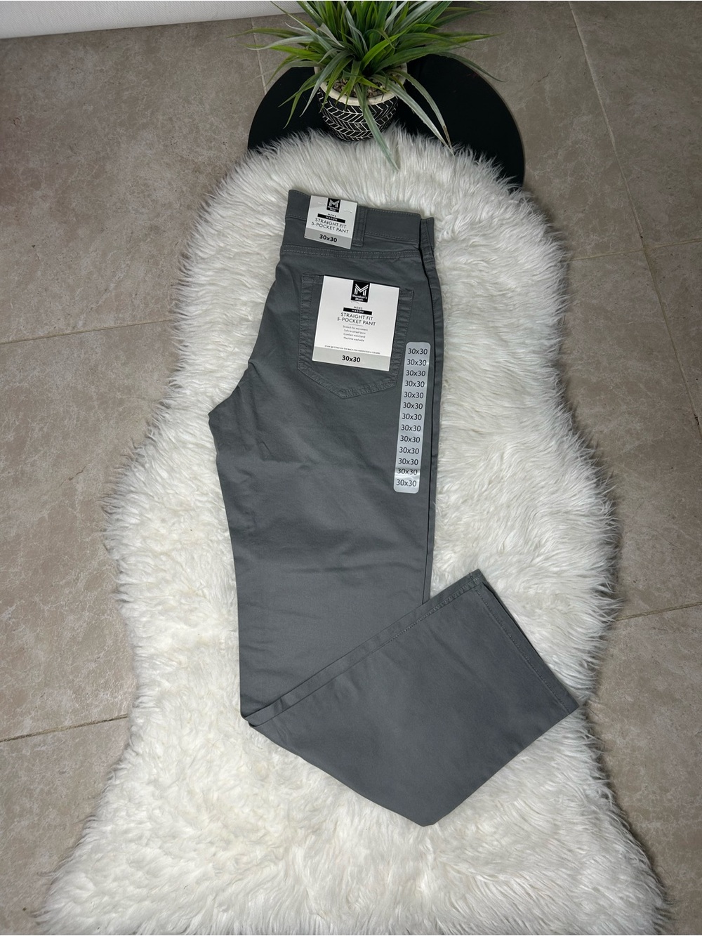 Member,s Mark size 30X30 Men's Gray Straight-Fit Pants